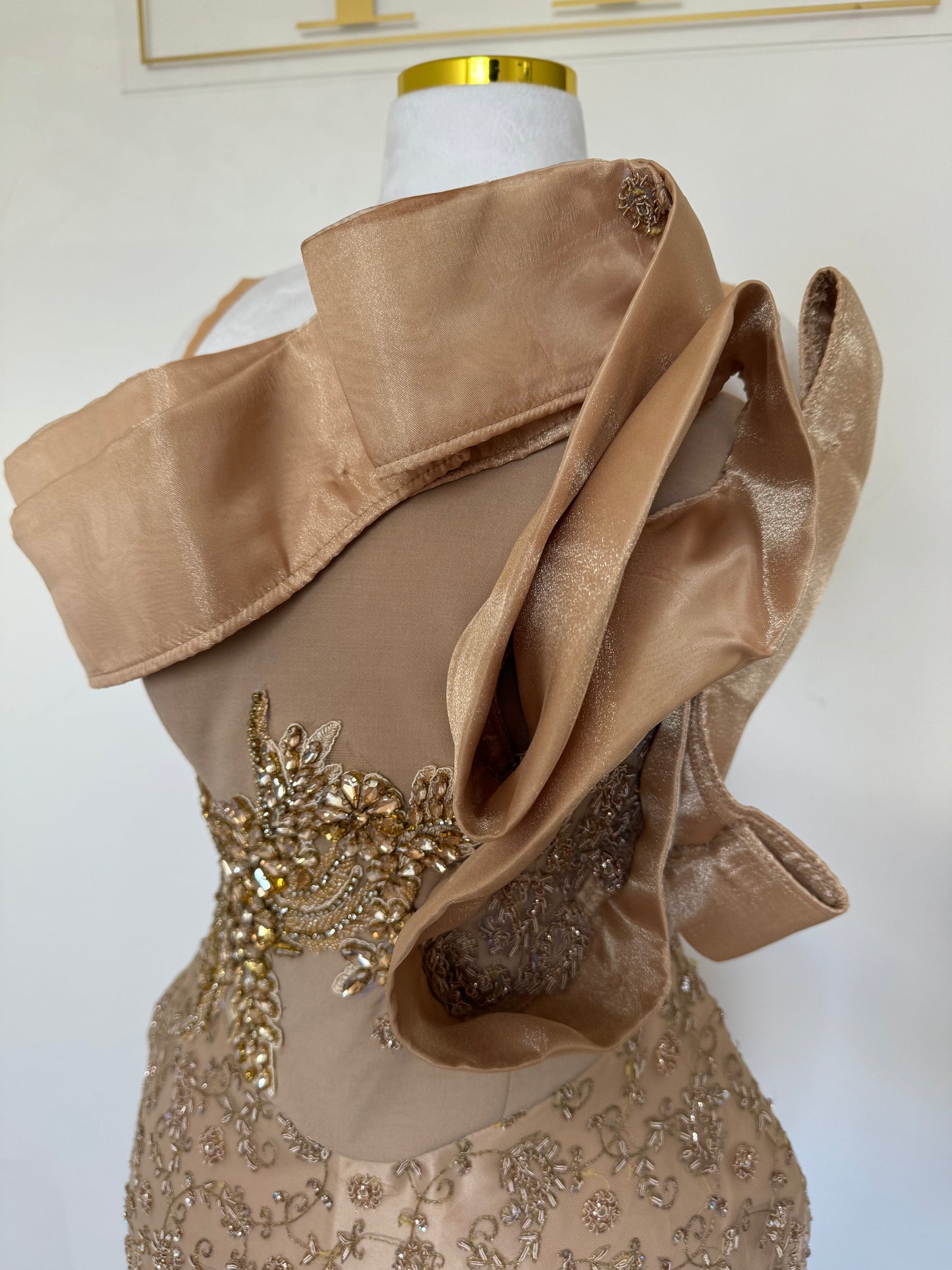 Spiral Organza Gold Dress