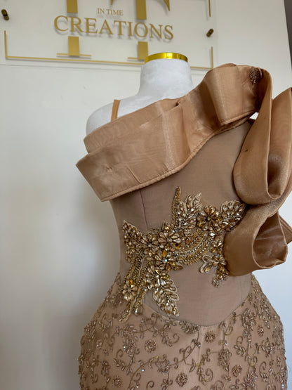 Spiral Organza Gold Dress