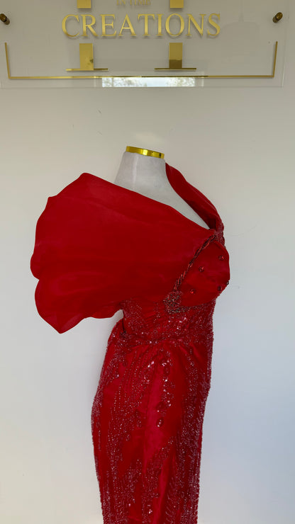 Red Organza Corset Gown