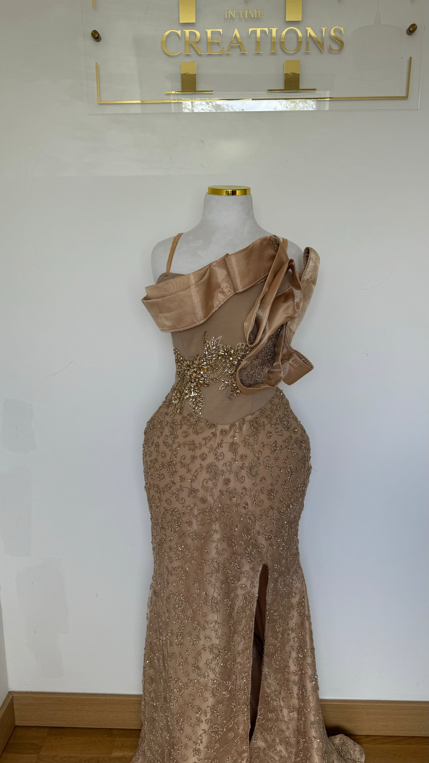 Spiral Organza Gold Dress