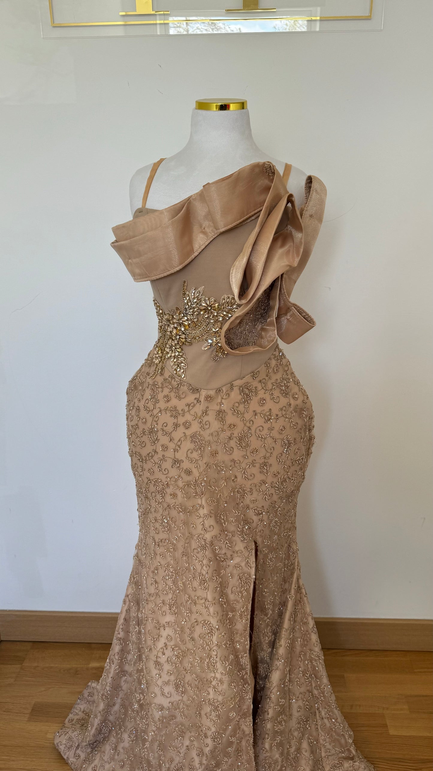 Spiral Organza Gold Dress